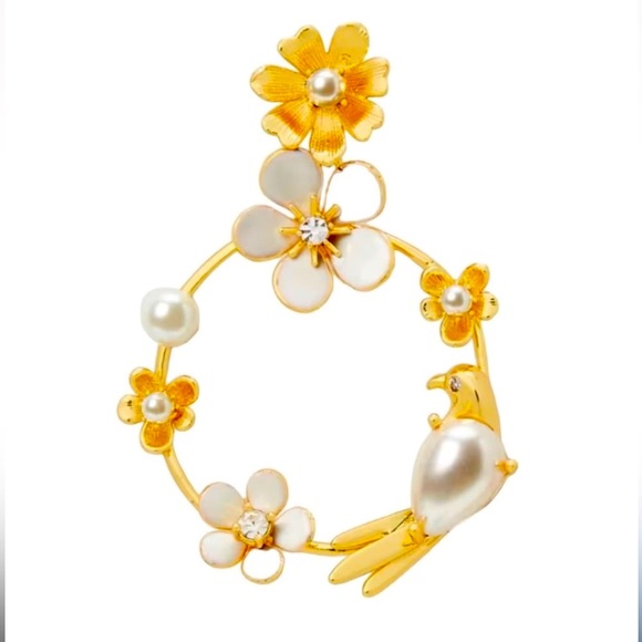 New Kate Spade Spring Scene Flower Hoop Earrings - Picture 5 of 17